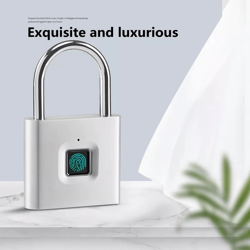 Compact Smart Fingerprint Padlock - Waterproof, Keyless Security, USB Rechargeable, Lightweight Aluminum - Ideal for Luggage, Suitcases & Backpacks