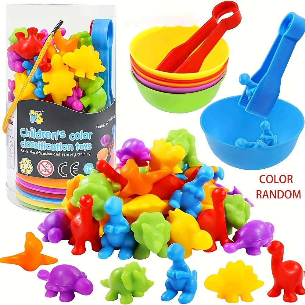 Counting Dinosaur Toys Matching Games with Sorting Bowls Learning Activities for Math Color Sorting Educational Sensory STEM Toy Sets for Kids Aged 3+ Years Old Boys Girls