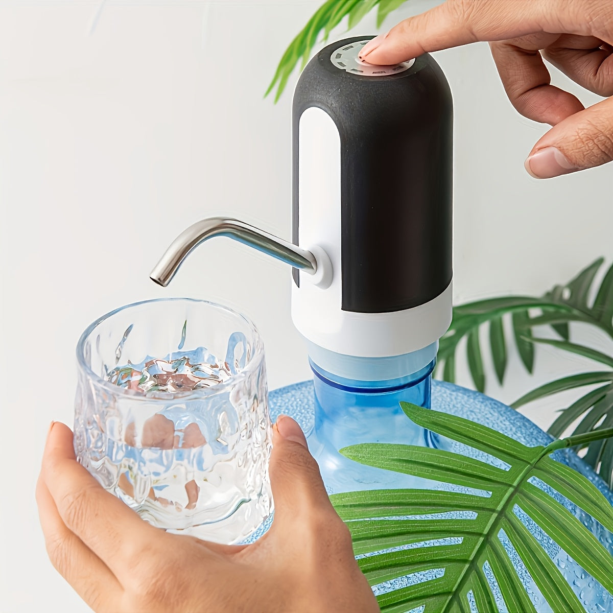 Sanhao Electric Water Bottle Pump with USB- Automatic Operation, Portable Manual/Hands-Free Drinking Water Dispenser for 3-5 Gallon Bottles, Compatible with Large Jugs for Camping,, Emergencies & Use - USB- Pumping