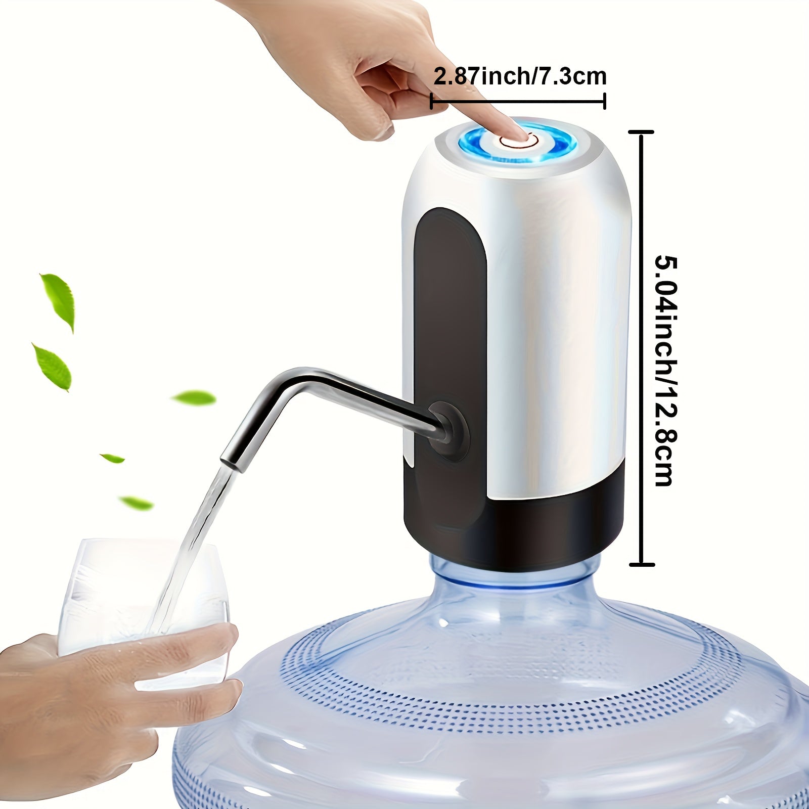 Sanhao Electric Water Bottle Pump with USB- Automatic Operation, Portable Manual/Hands-Free Drinking Water Dispenser for 3-5 Gallon Bottles, Compatible with Large Jugs for Camping,, Emergencies & Use - USB- Pumping